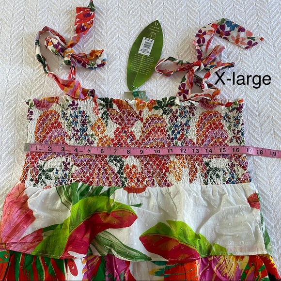 🥭 FARM Rio Mixed White Prints Layered Midi Dress - Picture 11 of 11